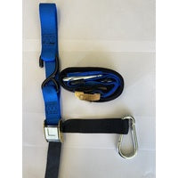 TIE DOWN 25MM CAM BUCKLE SOFT HOOK WITH CARIBINER & S HOOK BLUE/BLACK