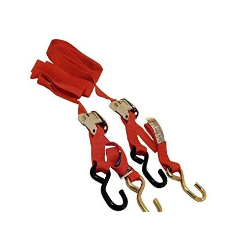 TIE DOWNS 25MM X 2MTR CAM BUCKLE S HOOKS RED