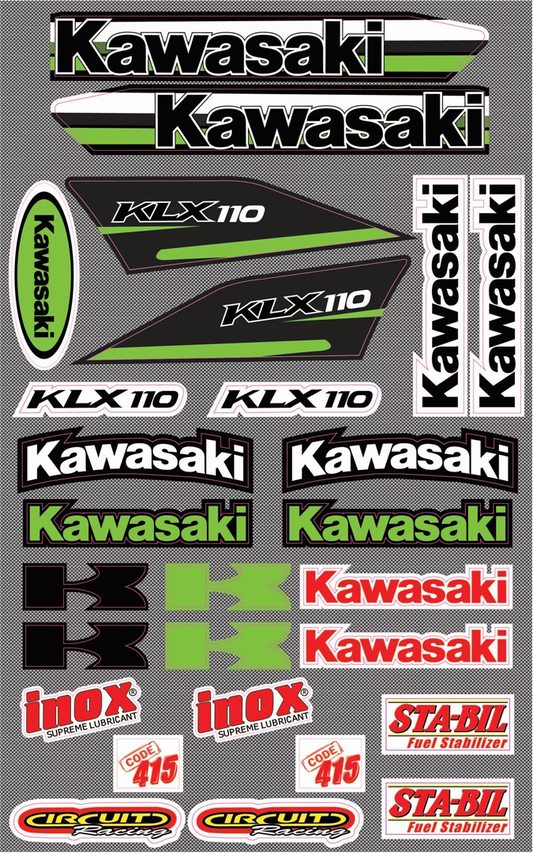 PROKLX110A ~ ECONOMY KLX110 KAWASAKI STICKER KIT