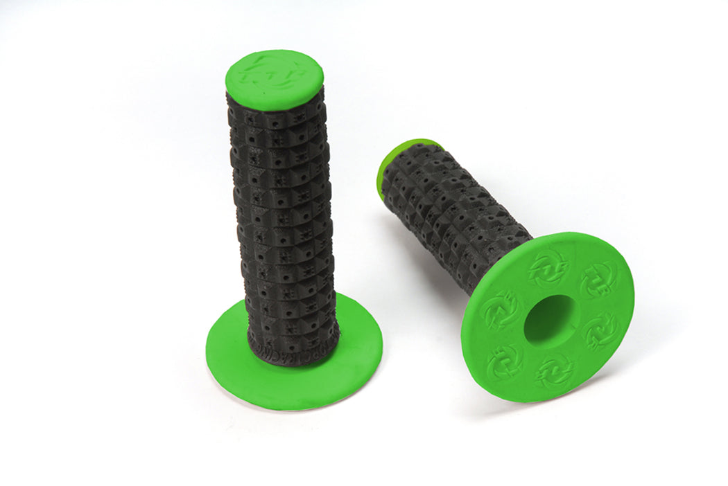 MX/ENDURO DUAL COMPOUND GRIP BLACK / GREEN WITH GRIP GLUE